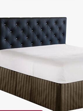 Striped Chocolate Brown Bed Skirt Fit under Mattress.